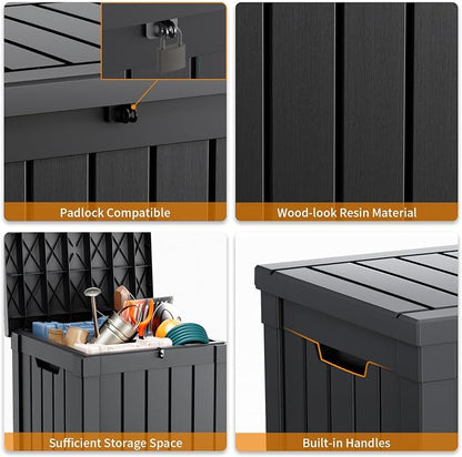 DRATO 51 Gallon Outdoor Storage Box Waterproof, Lockable Resin Deck Box - Image 6