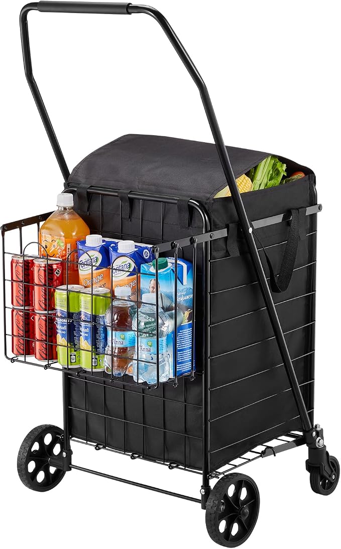 VEVOR Shopping Cart, Folding Grocery Utility Cart by VEVOR