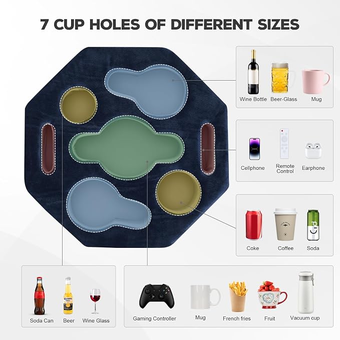Couch Cup Holder Pillow, Couch Drink Holder, Octagon Couch Caddy - Image 4