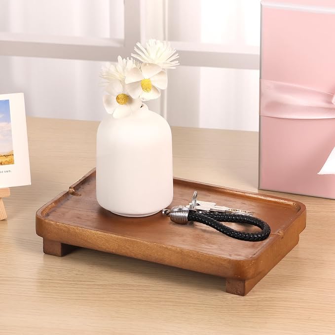 Wood Riser Small Decorative Tray Sink Soap Dish, Vanity Tray Pedestal Stand 9 x - Image 7