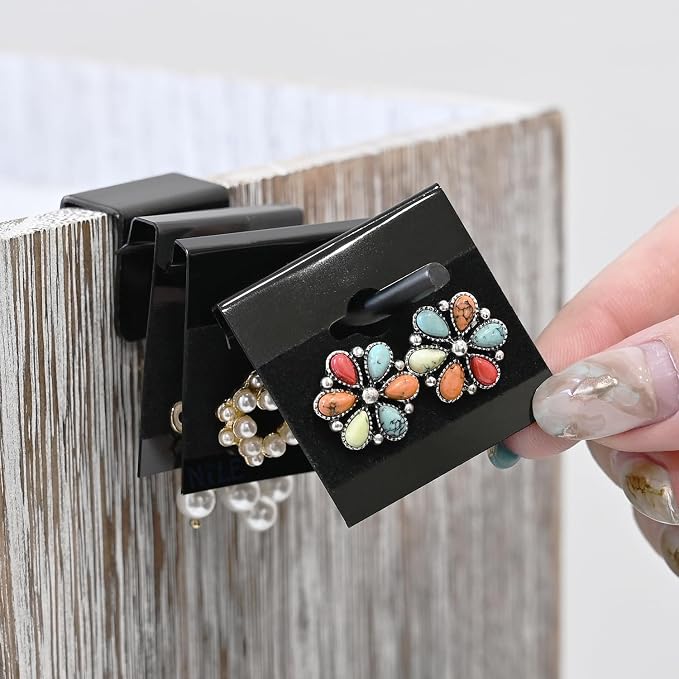 MOOCA 100 pieces of 1.5 x 1.5-inch plain black velvet hanging earring cards - Image 5