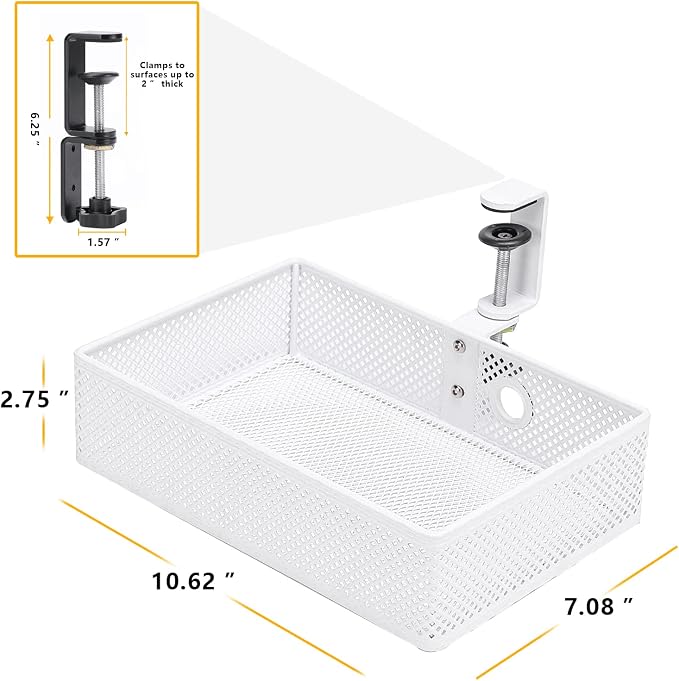 Mesh Desk Organizer and Clamp-on Swivel Pencil Drawer, Desk Hidden Desk - Image 6