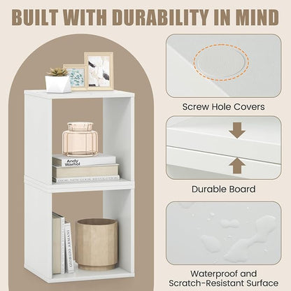 2 Stackable Cubes Bookcase, Wooden Cubby Storage Organizer - Image 6