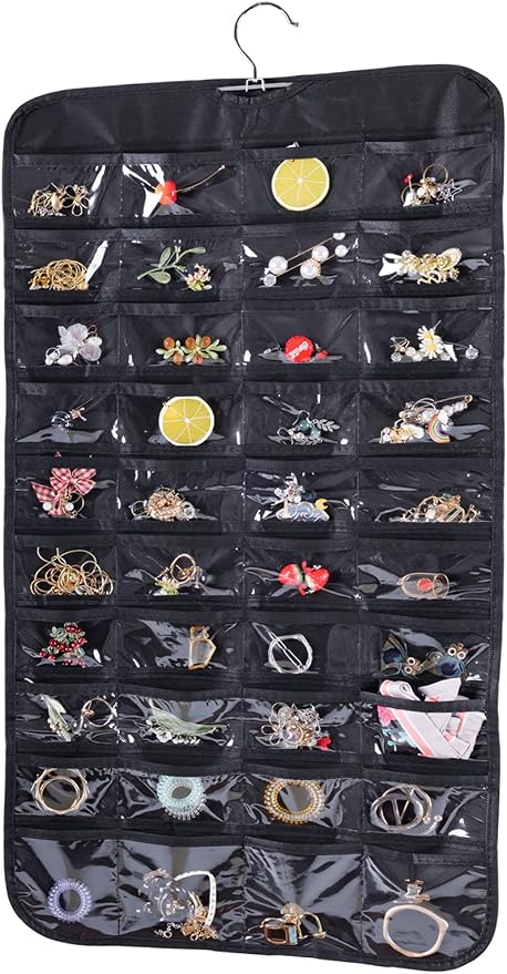 Cemueo Hanging Jewelry Organizer, Double Sided 80 Pocket Jewelry Chain Storage by Bloss