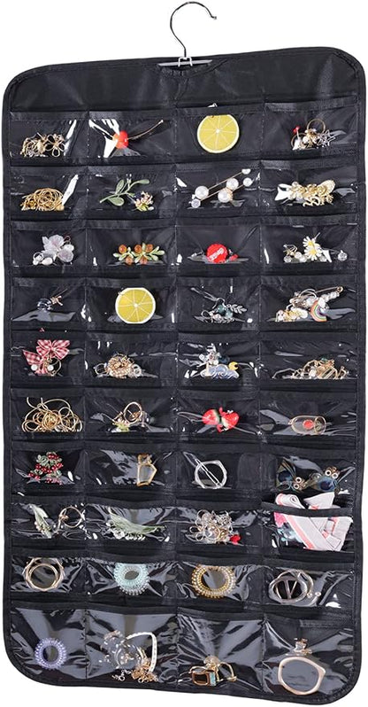 Cemueo Hanging Jewelry Organizer, Double Sided 80 Pocket Jewelry Chain Storage by Bloss