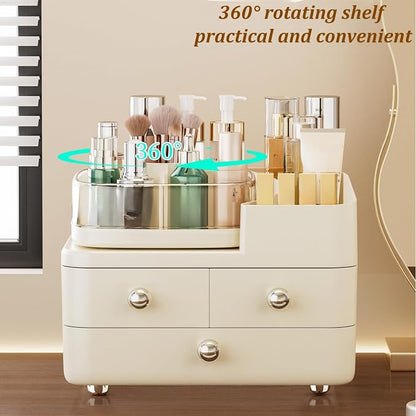 Makeup Organizer with Drawers and 360° Rotating Brush Holder, make up organizers - Image 4