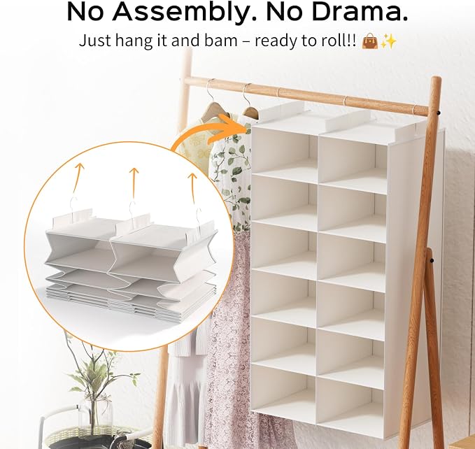 Dual-Row Hanging Closet Organizer – Foldable Clothes Storage Shelves - Image 4