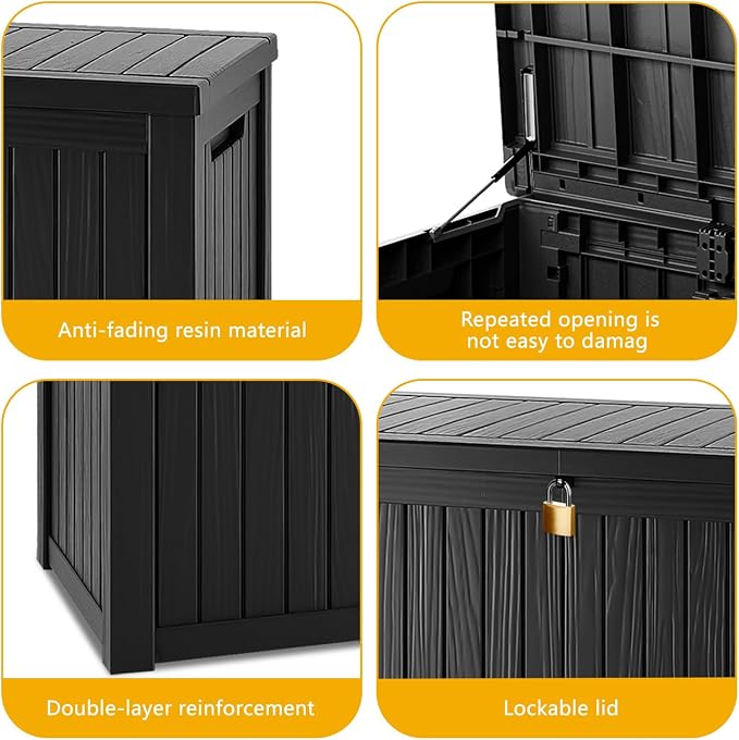 150 Gallon Deck Box, Resin Outdoor Indoor Waterproof Storage Box, Lockable - Image 4