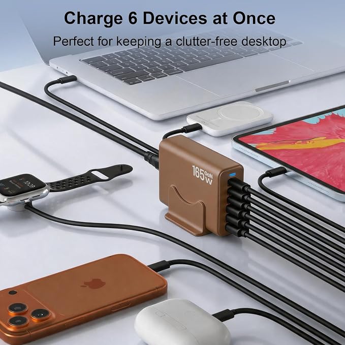 165W GaN USB C Charging Station, 6 Port Desktop Charger - Image 4