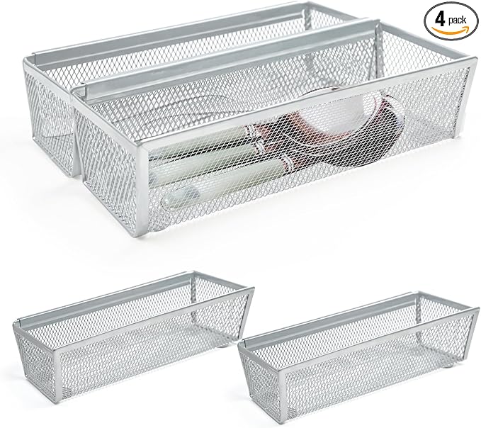 4PCS Drawer Organizer for Kitchen, Utensil Mesh Drawer Organizer by Fodofodo