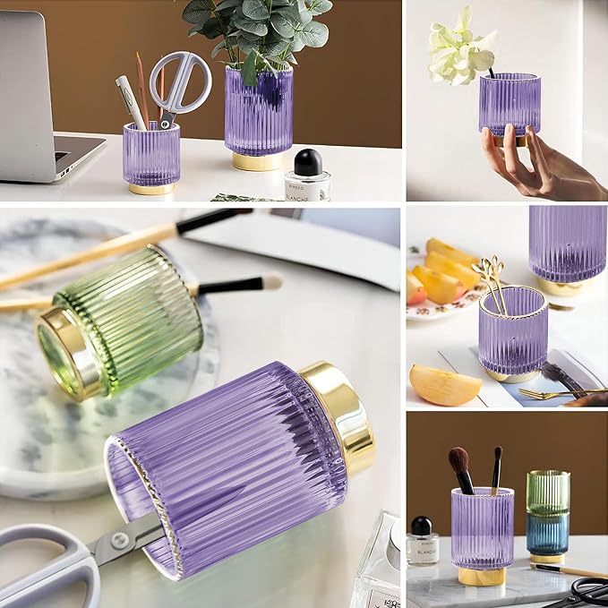 DASITON Makeup Brush holder Organizer, Crystal Cosmetic Makeup Brush Glass - Image 3