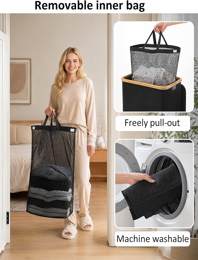 iEGrow Laundry Hamper with Lid, 110L Large Laundry Hamper with Handle and Lid - Image 4