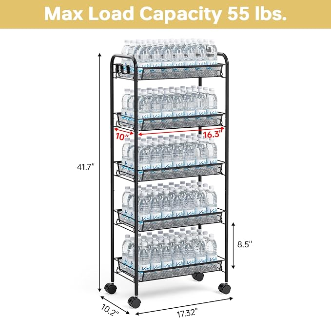TOOLF 5-Tier Metal Utility Cart - Image 5