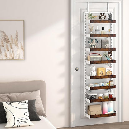 bukfen Over the Door Pantry Organizer, 8-Tier Adjustable Wooden Basket Kitchen - Image 9
