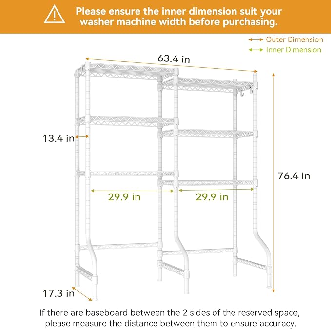 U15 Over Washer and Dryer Storage Shelves, Laundry Above Washer Dryer Storage - Image 3
