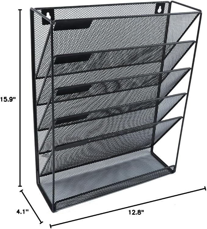 EASEPRES Hanging File Holder Organizer, 6 Tier Mesh Metal Wall Mount Document - Image 7