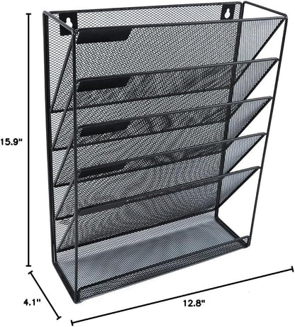 EASEPRES Hanging File Holder Organizer, 6 Tier Mesh Metal Wall Mount Document - Image 7