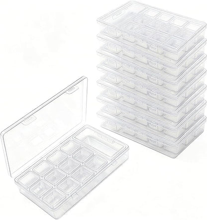112 Pieces Mixed Sizes Rectangular Empty Mini Clear Plastic Organizer Box | by GoodmaOnline