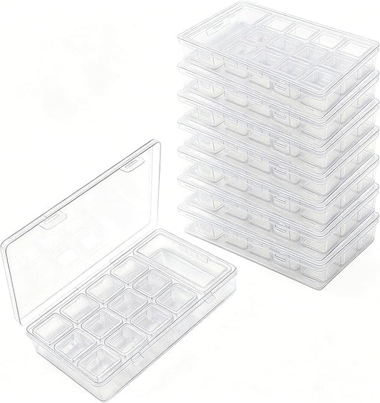 112 Pieces Mixed Sizes Rectangular Empty Mini Clear Plastic Organizer Box | by GoodmaOnline