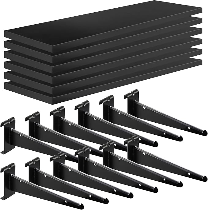 6 Pack GridWall Shelves with Metal Brackets by ALFFUN