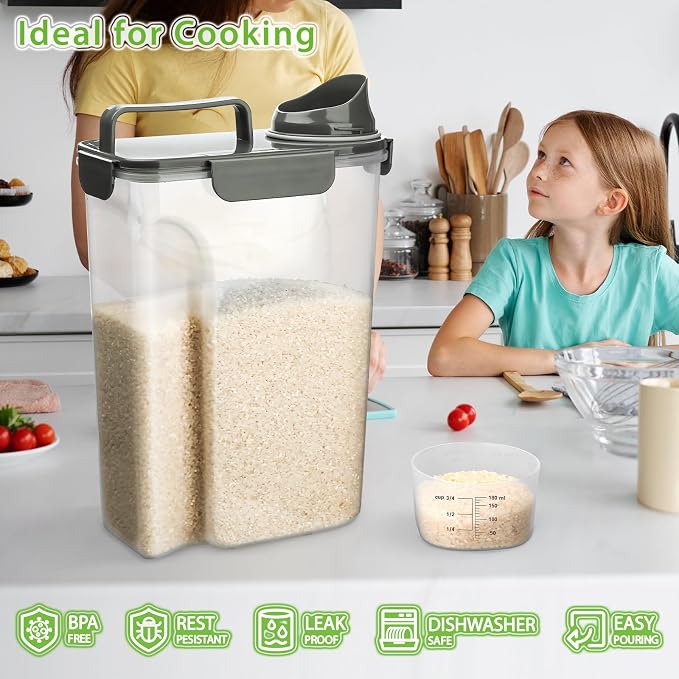 Rice Storage Container, 5 to 10lb Dry Food Airtight Dispenser, Pet Dog Cat Food - Image 5