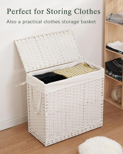 Laundry Hamper with Lid Laundry Basket 132 L Wicker Clothes Hamper, Handwoven - Image 4
