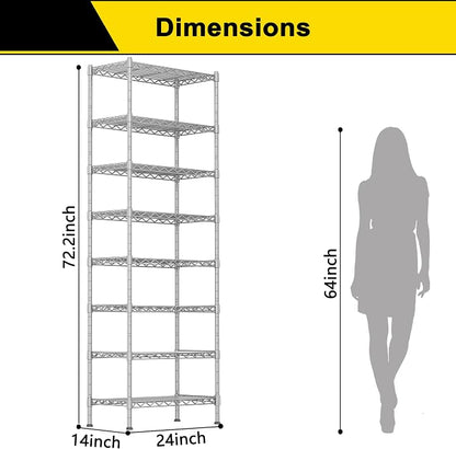 GIOTORENT 8-Wire Garage Shelving Storage Shelves, Kitchen Storage Adjustable - Image 3