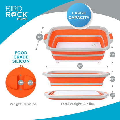 BIRDROCK HOME Collapsible Large BBQ Prep Tub w/Cutting Board, Portable Silicone - Image 4