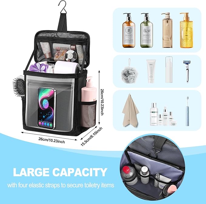 Hanging Shower Caddy Portable, Travel Toiletry Bag - Image 2