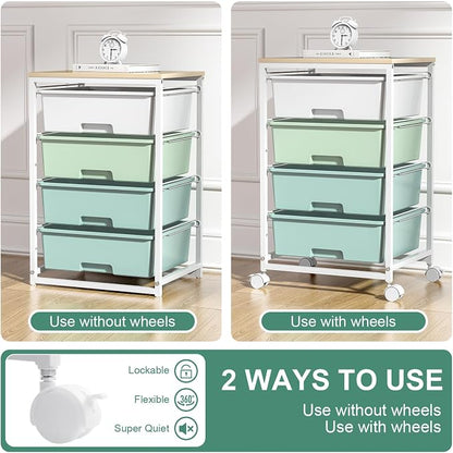 Utility Cart with 4 Drawers, Rolling Storage Cart with Drawers, Storage Rolling - Image 6