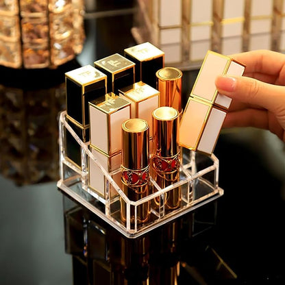 Clear Acrylic Lipstick Lip Gloss Organizer 9 Slots Small Comestic Display Holder - Image 5