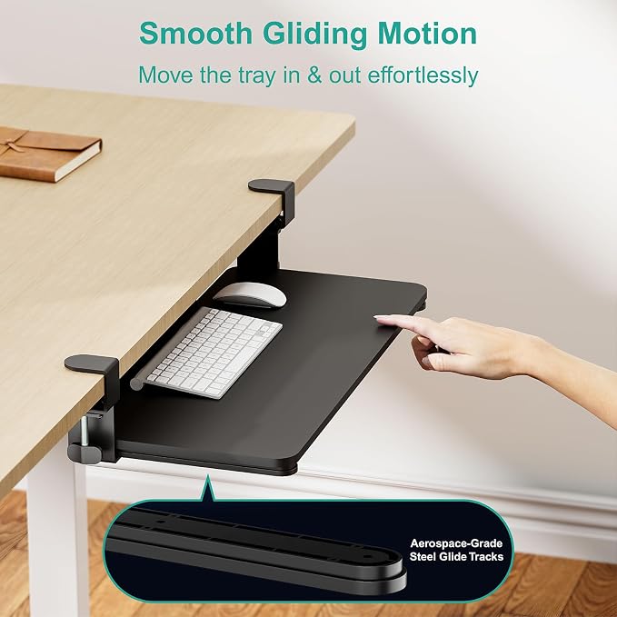 WALI Keyboard Tray Under Desk, Pull-Out Keyboard & Mouse Tray - Image 9