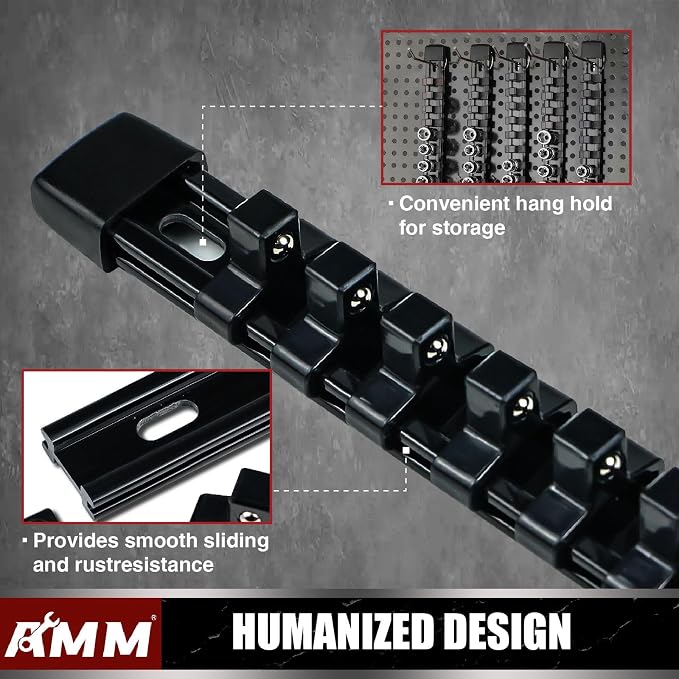 AMM 6-Piece Socket Organizer，3/8 inch Drive ABS Tools-Socket Holder，Heavy Duty - Image 4
