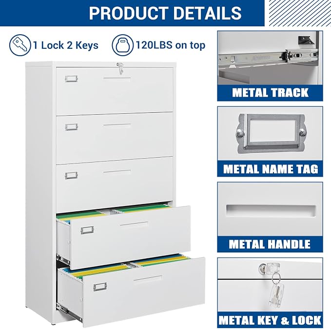 Lateral File Cabinet with 5 Drawers - Image 7