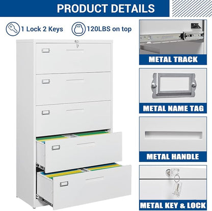 Lateral File Cabinet with 5 Drawers - Image 7