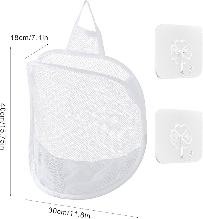 2 Pcs Small Hanging Laundry Bag Foldable Mesh Laundry Basket Portable Hanging - Image 2