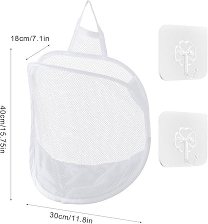 2 Pcs Small Hanging Laundry Bag Foldable Mesh Laundry Basket Portable Hanging - Image 2