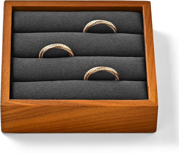 Solid Wood 3-Slots Jewelry Ring Display Tray Showcase Small Jewelry Display by Woodten