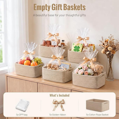 5 Pack Small Woven Storage Baskets - Image 6