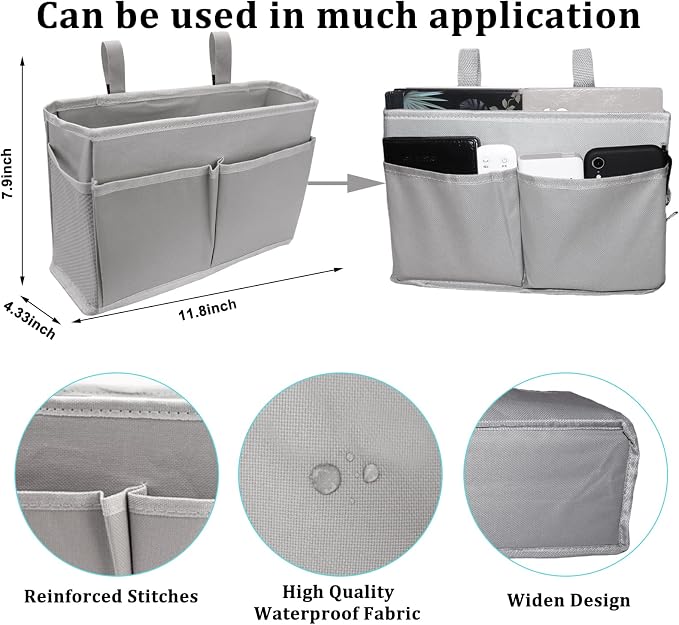 Sugaroom Bedside Storage Caddy, Bunk Bed Organizer Bed Storage Pocket Bedside - Image 4