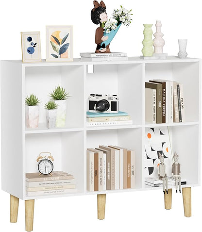 6 Cube Bookcase, Wooden Book Shelf Cube Storage Organizer by Nestwise