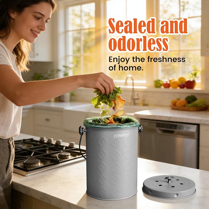AOSION Countertop Compost Bin Kitchen, Odorless Indoor Compost Bin - Image 4