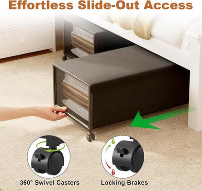 2 Pack Under the Bed Storage Containers, 12 inch Height Under Bed Shoe Storage - Image 4