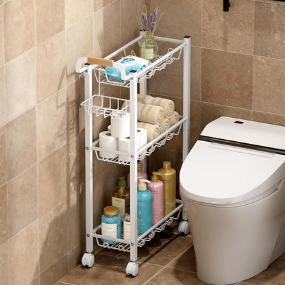 AOODA Laundry Room Cart with Top Detergent Holder, Metal Rolling Storage Cart - Image 8