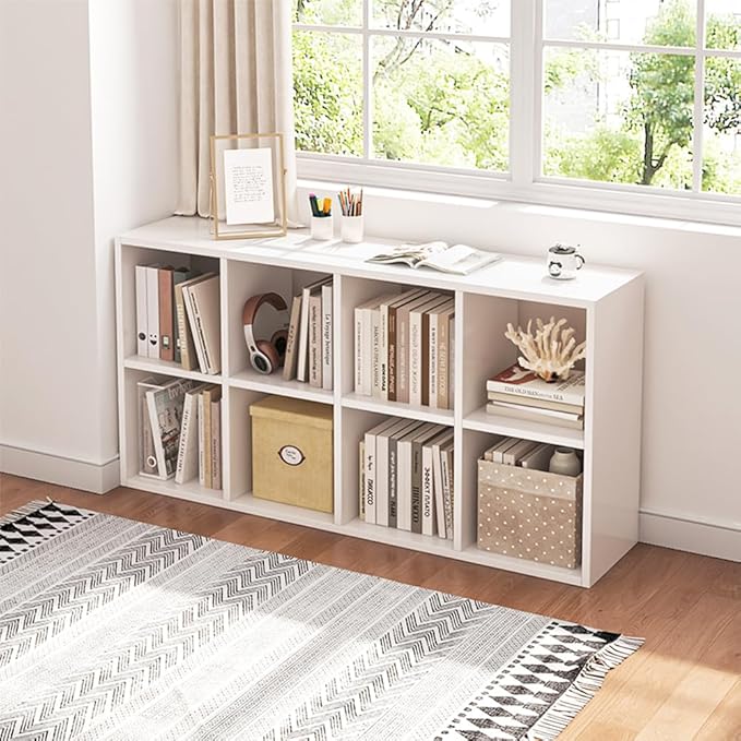 NELYE 8 Cube Organizer Bookcase White Open Shelf | Suitable by NELYE