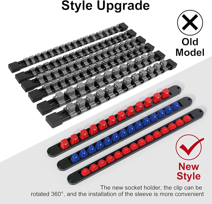 FIVEPEARS 6PCS 360° Socket Organizer Twist Lock, 3/8 1/4 1/2 Socket Storage - Image 6