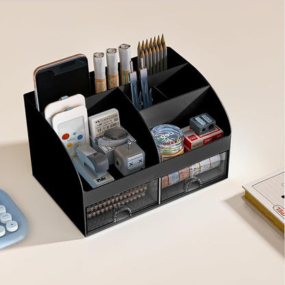 COMFYROOM Desk Organizer with 6 Compartments and 2 Drawers, Plastic Makeup - Image 5