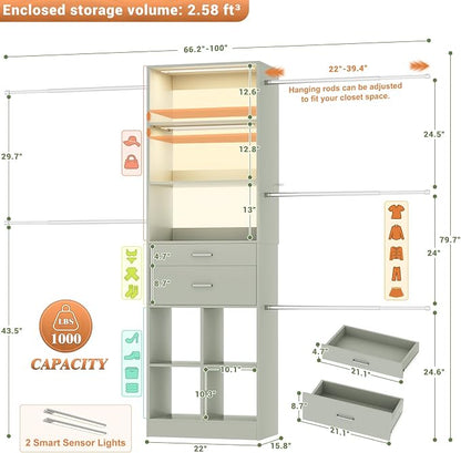 Besiost Closet System, Built in, Not Free Standing, Enclosed Storage Volume: - Image 2