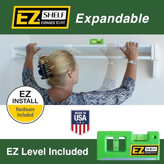 EZ Shelf - DIY Expandable Closet Shelf - 40.5” to 73” - White - Easy to Install - Image 3