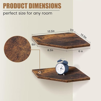 Fun Memories Corner Shelf Wall Mount, Floating Corner Shelves, Rustic Wood Wall - Image 2